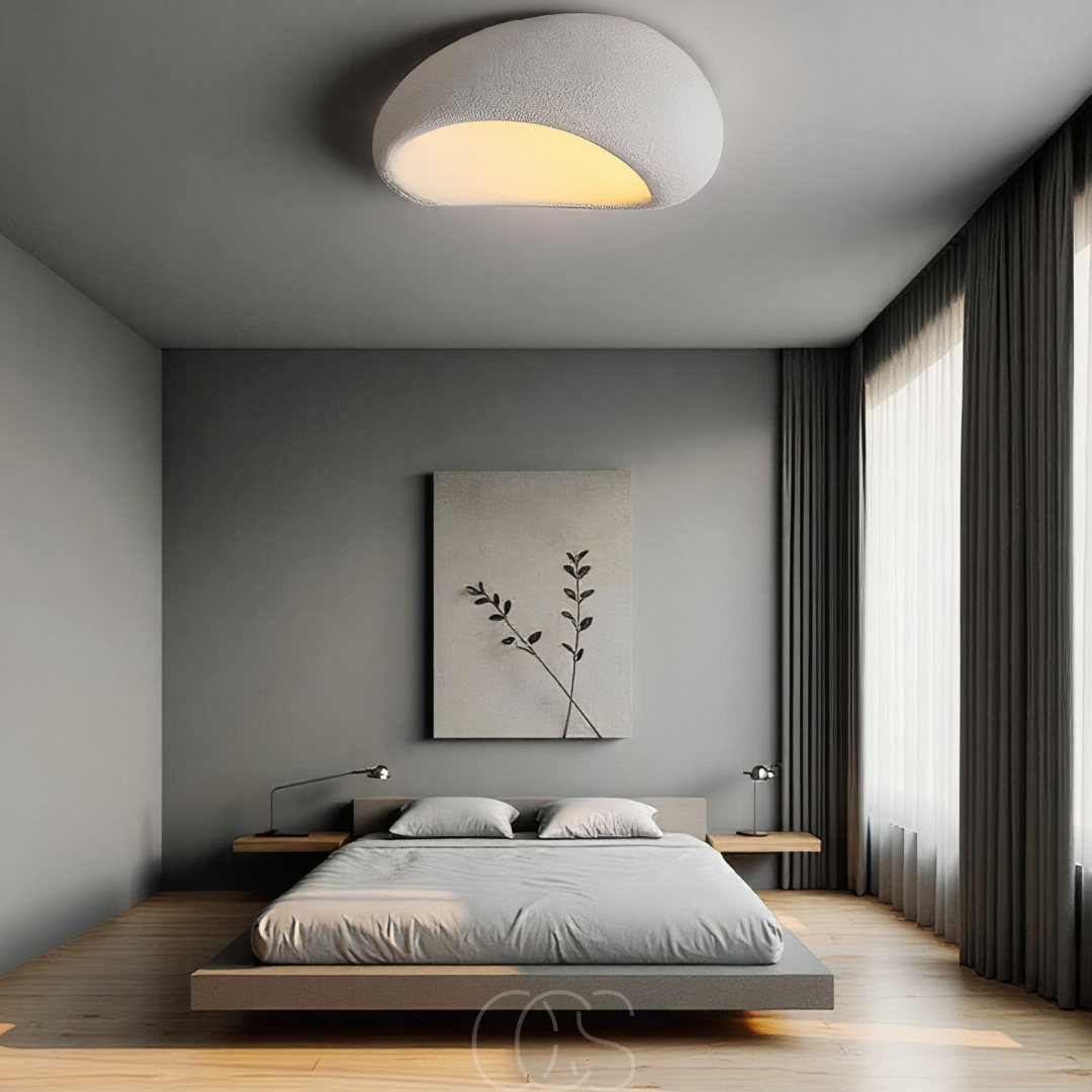 Lampe de plafond en tissu Wabi-Sabi - Polyforme et résine | Orntli