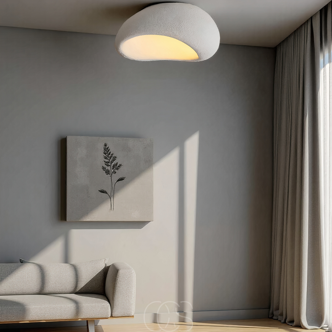 Lampe de plafond en tissu Wabi-Sabi - Polyforme et résine | Orntli