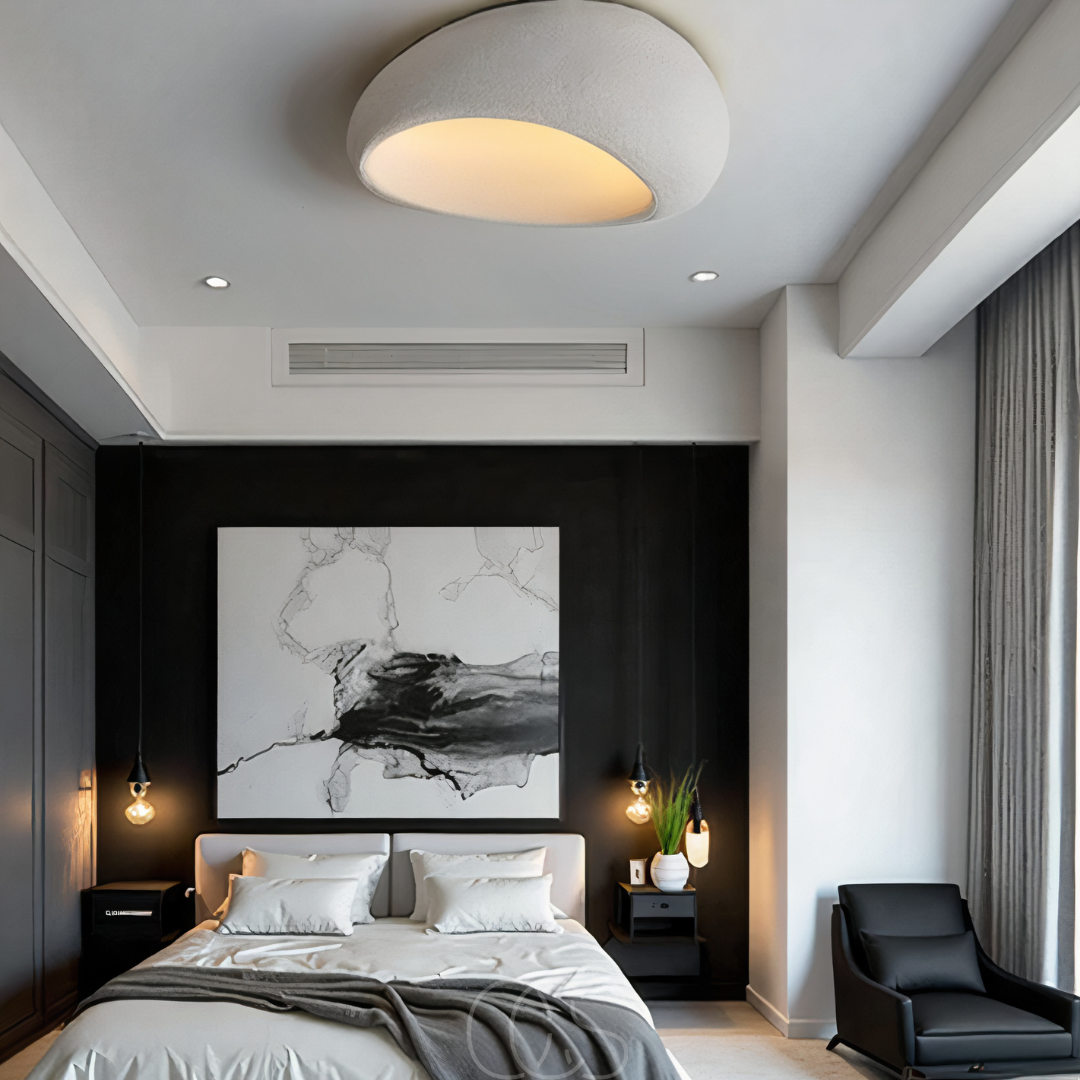 Lampe de plafond en tissu Wabi-Sabi - Polyforme et résine | Orntli