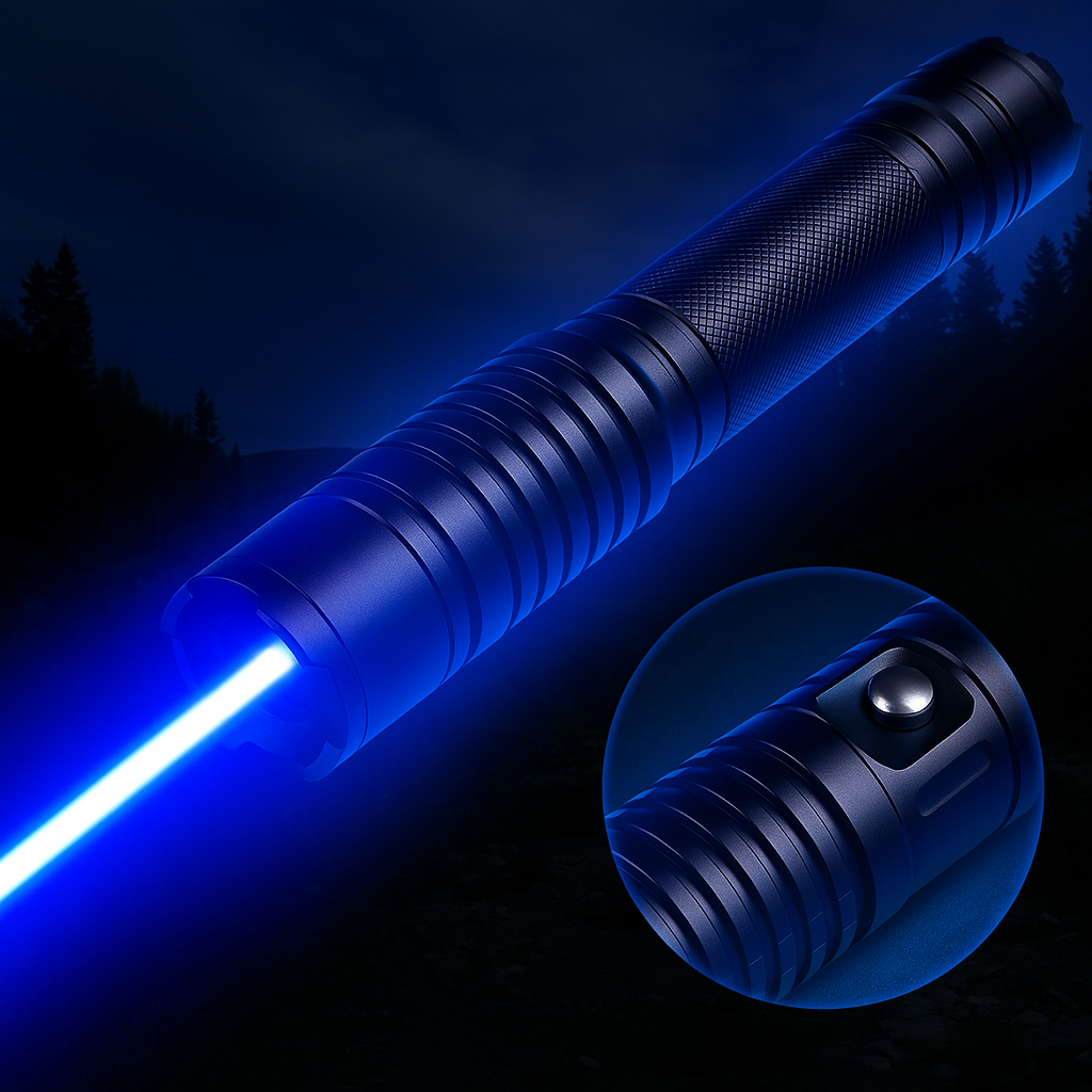 Senter Laser Sinar Biru NovaBeam 450nm Julat 5000m Rangka Aluminium Penyalaan Terma