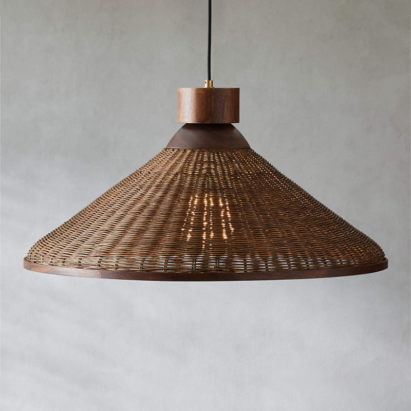 Suspension LED Silva au design rétro — Abat-jour en rotin fabriqué à la main et durable