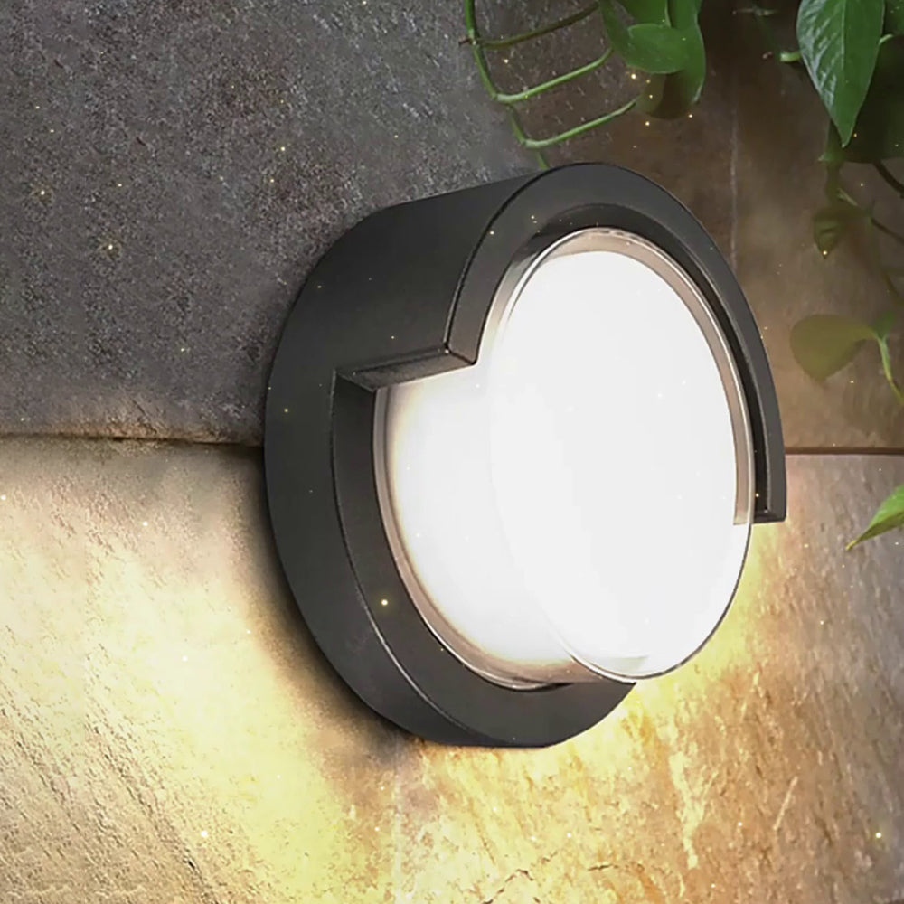 Ray Modern Round/Rectangular Metal/Acrylic Outdoor Wall Lamp, Black - Neutralighting