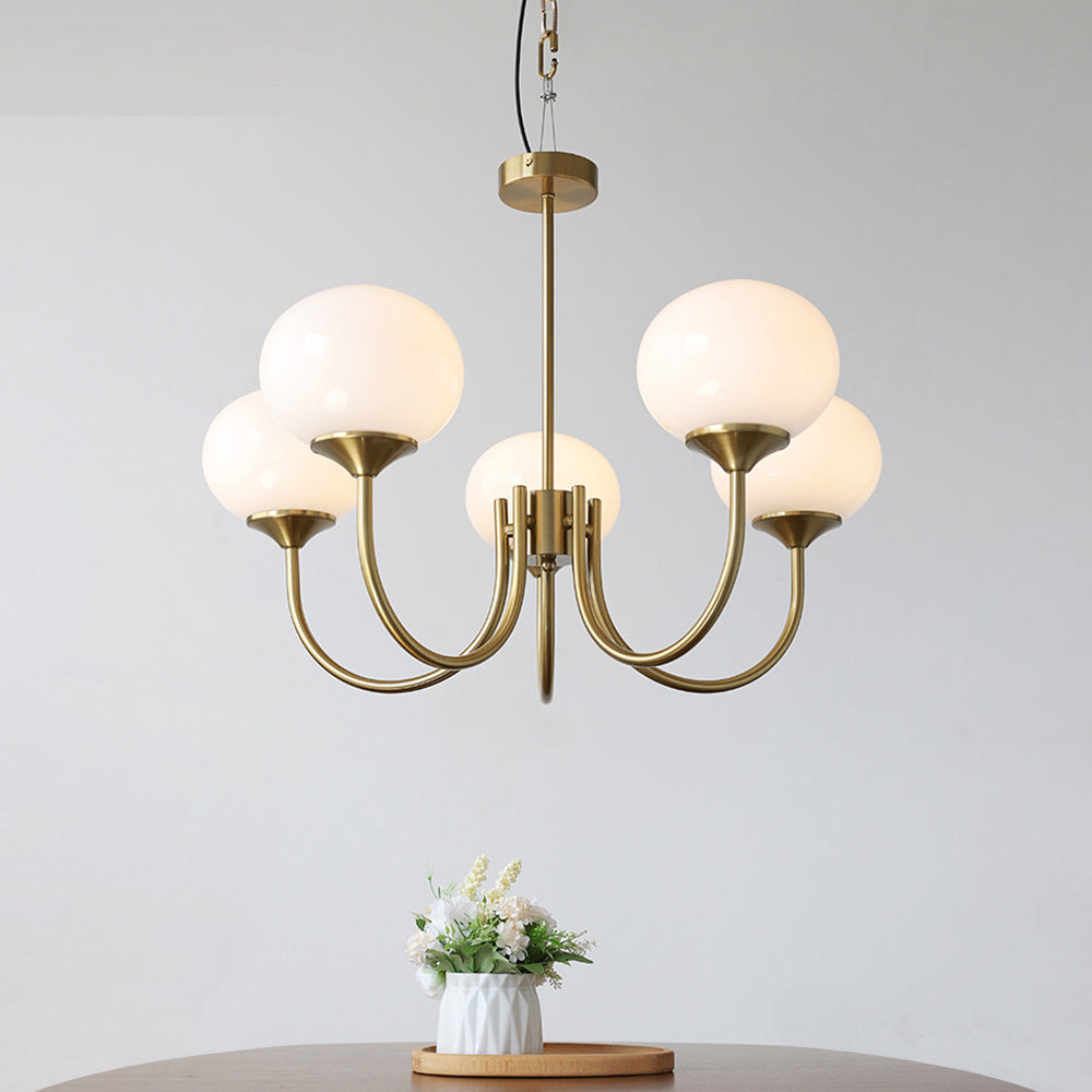 Candelabru Valentina Retro Art Deco tip glob - alb, roz, bej
