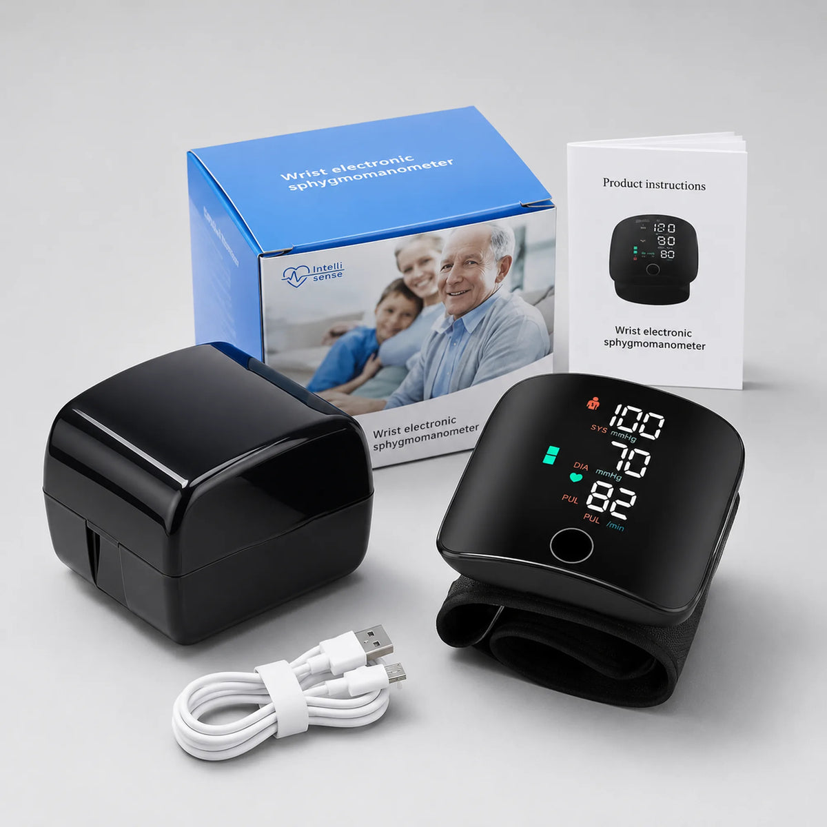 Wrist Blood Pressure Monitor – Voice Readout, 2 Users, USB-C Rechargeable