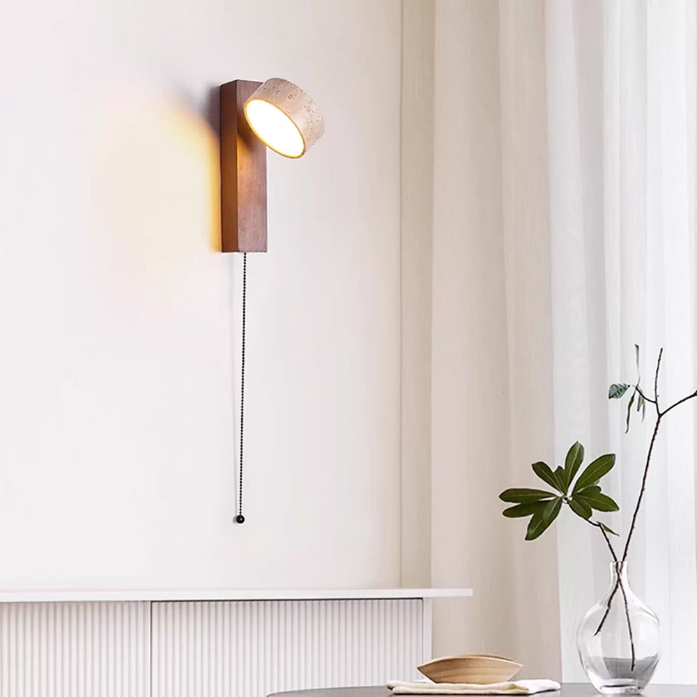 Ritta Wall Light Yellow Travertine Wood Beam