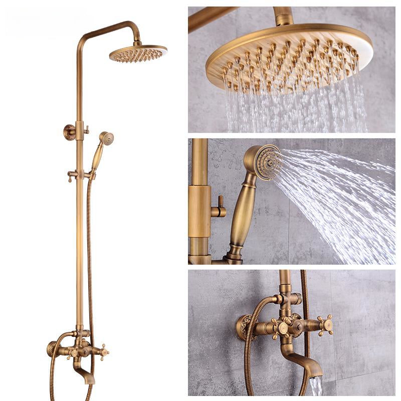 Retro Kupfer Duschset mit Messinghahn und praktischen Duschen