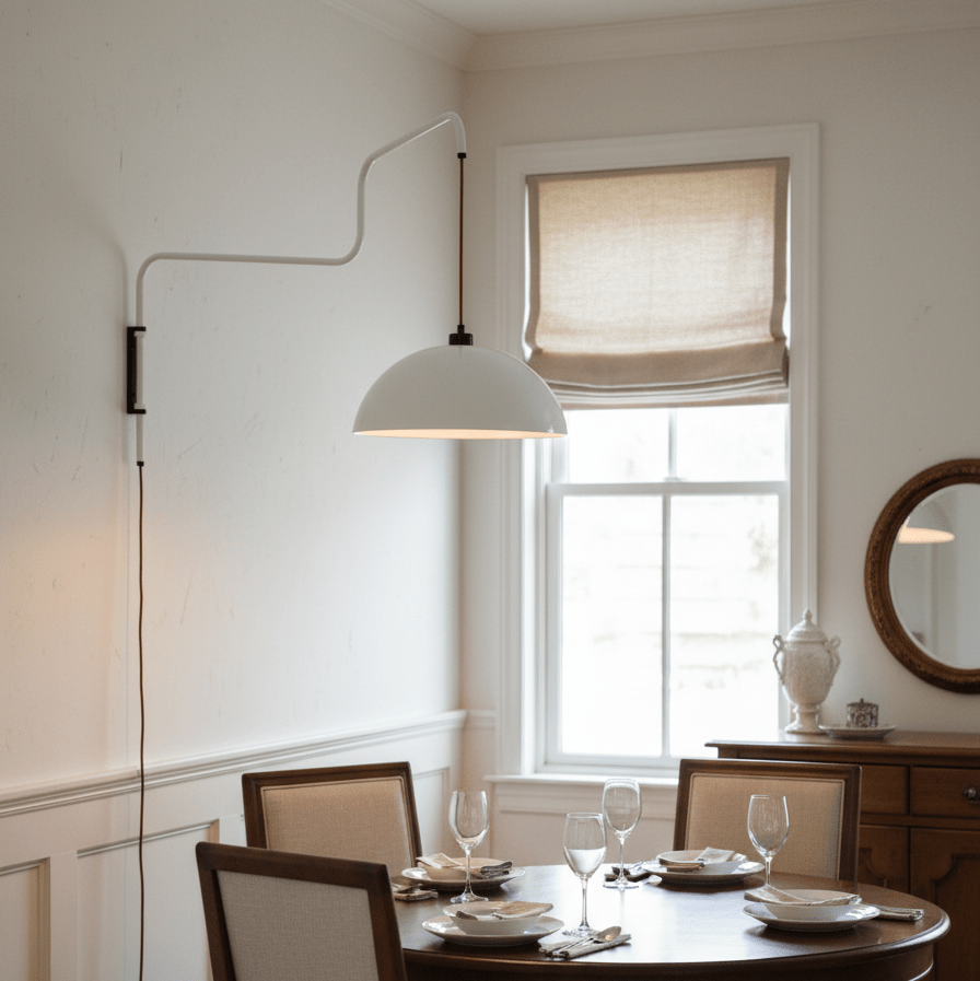 Lampada da parete Elio con spina — paralume orientabile da 40 cm, stelo regolabile