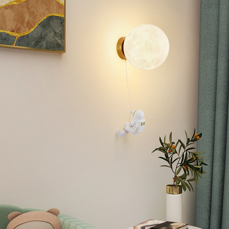 Aria Modern Moon LED Indoor Wall Lamp White Resin Kid's Room - Neutralighting