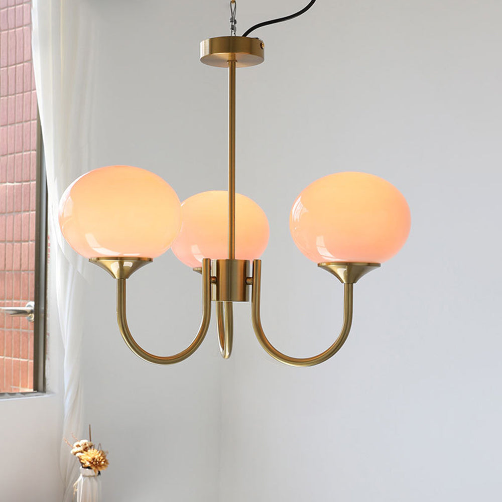 Candelabru Valentina Retro Art Deco tip glob - alb, roz, bej
