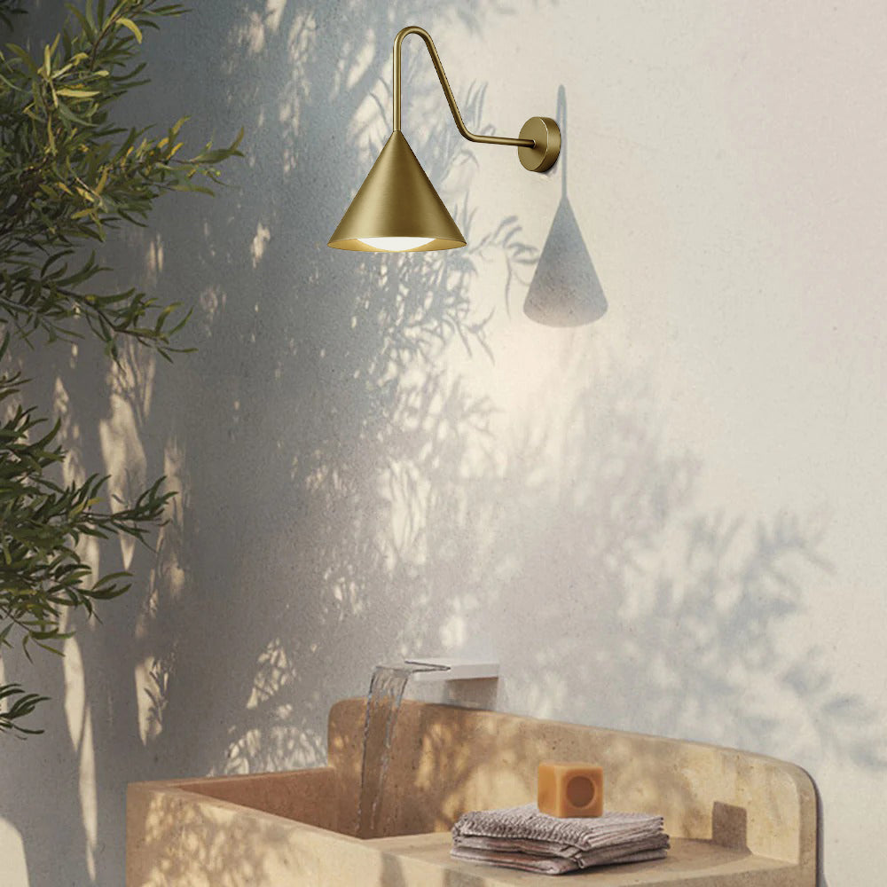 Ray Modern Minimalist Cone Metal Outdoor Waterproof Wall Lamp，Black/Gold - Neutralighting