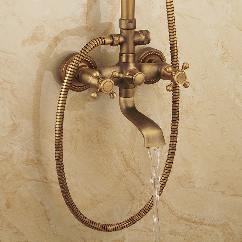 Retro Kupfer Duschset mit Messinghahn und praktischen Duschen