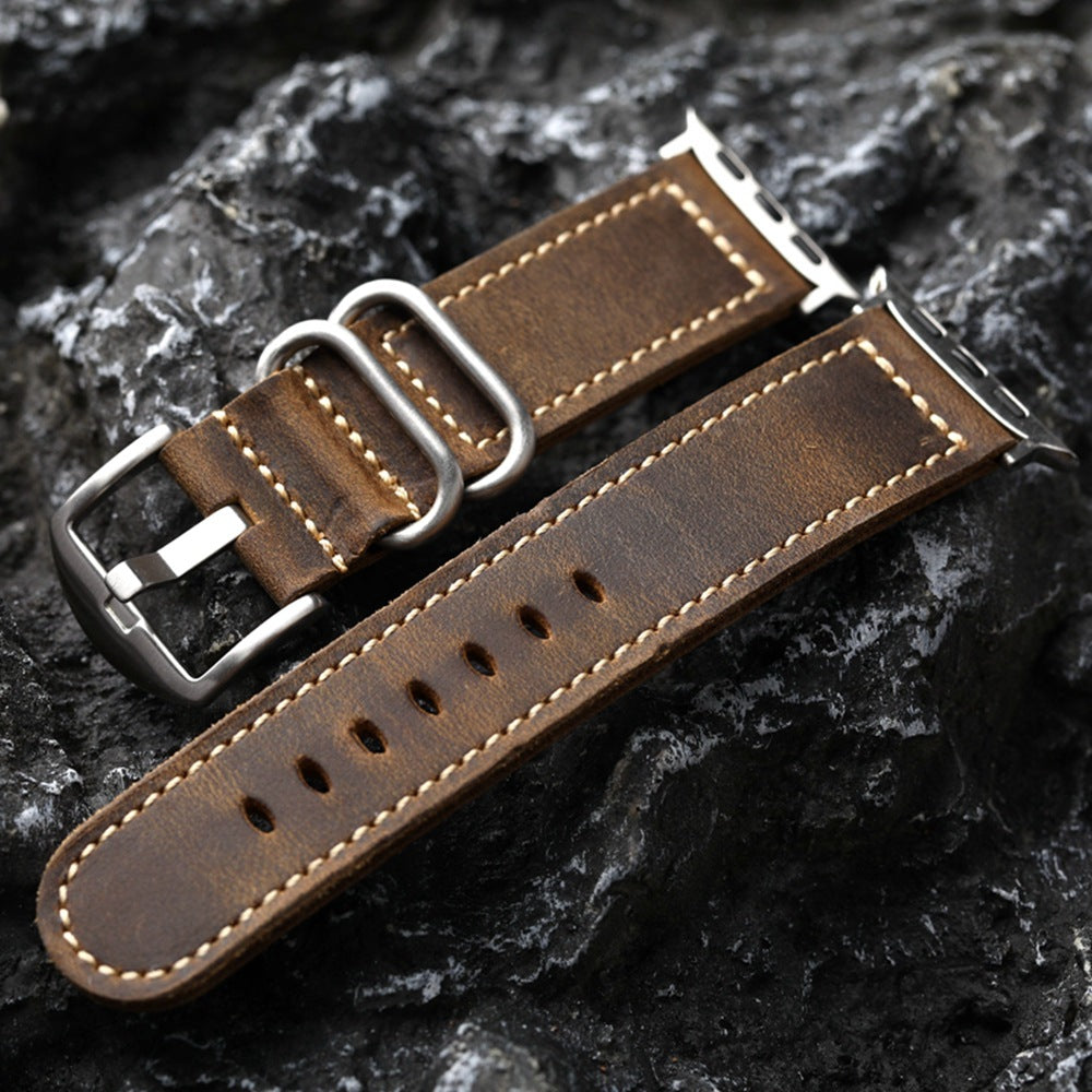 Correia de couro artesanal vintage para Apple Watch