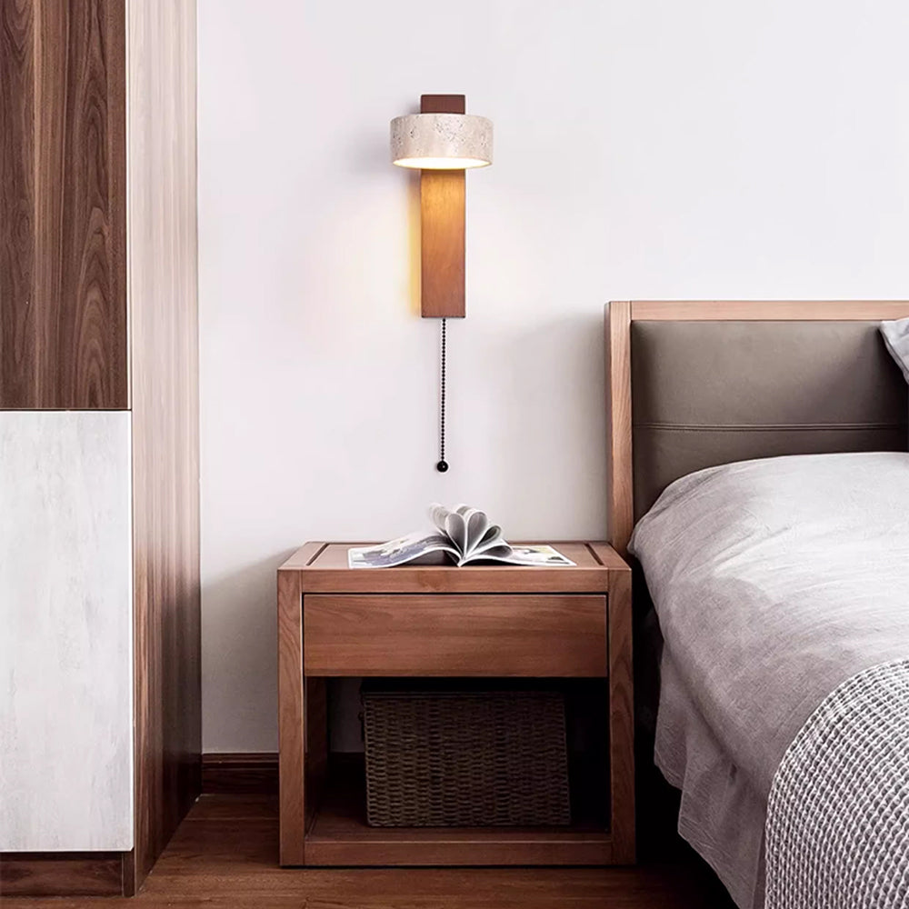 Ritta Wall Light Yellow Travertine Wood Beam