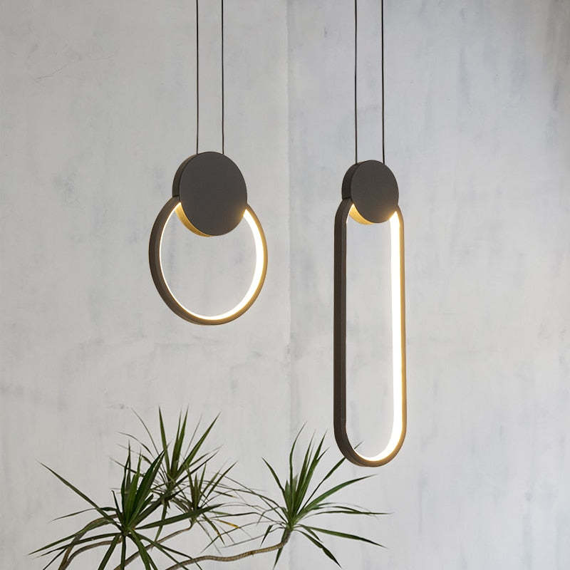 Nowoczesna lampa wisząca LED Doria — czarny/biały metal