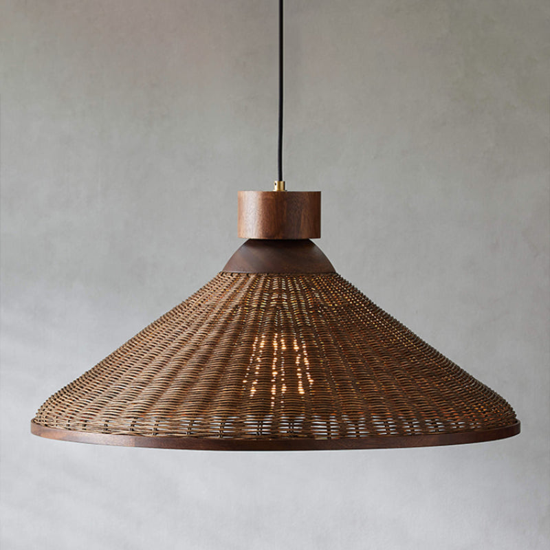 Suspension LED Silva au design rétro — Abat-jour en rotin fabriqué à la main et durable