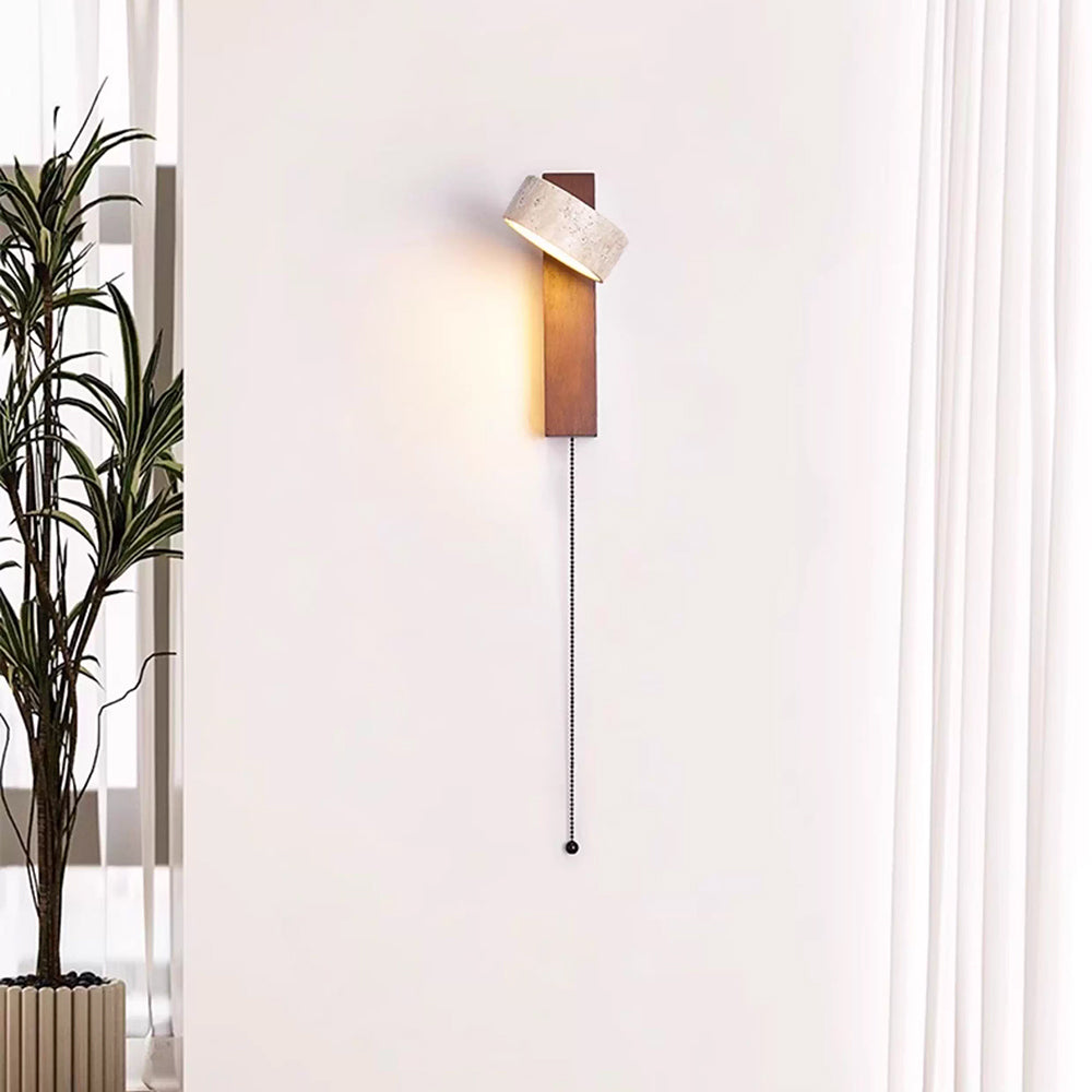 Ritta Wall Light Yellow Travertine Wood Beam
