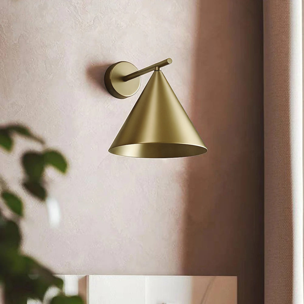Ray Modern Minimalist Cone Metal Outdoor Waterproof Wall Lamp，Black/Gold - Neutralighting