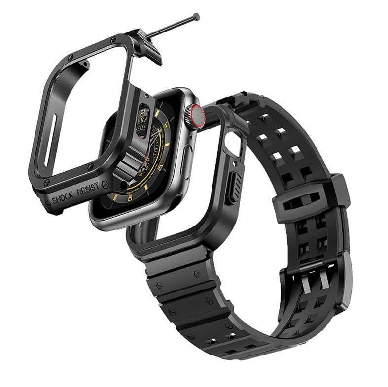 适用于苹果手表的不锈钢表壳硅胶表带