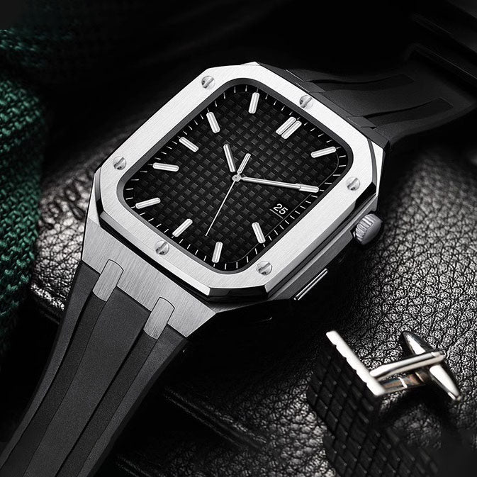 Kit de Retrofit AP9006 com Bracelete de Silicone e Caixa em Aço Inoxidável para Apple Watch
