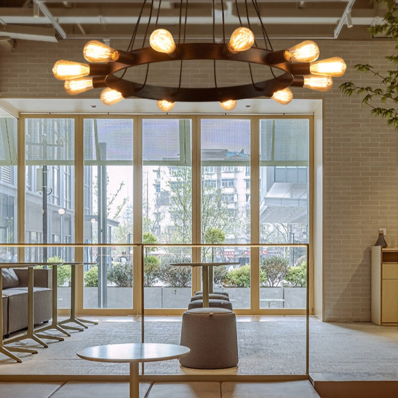 Candelabru vintage Silva cu LED — cadru metalic maro