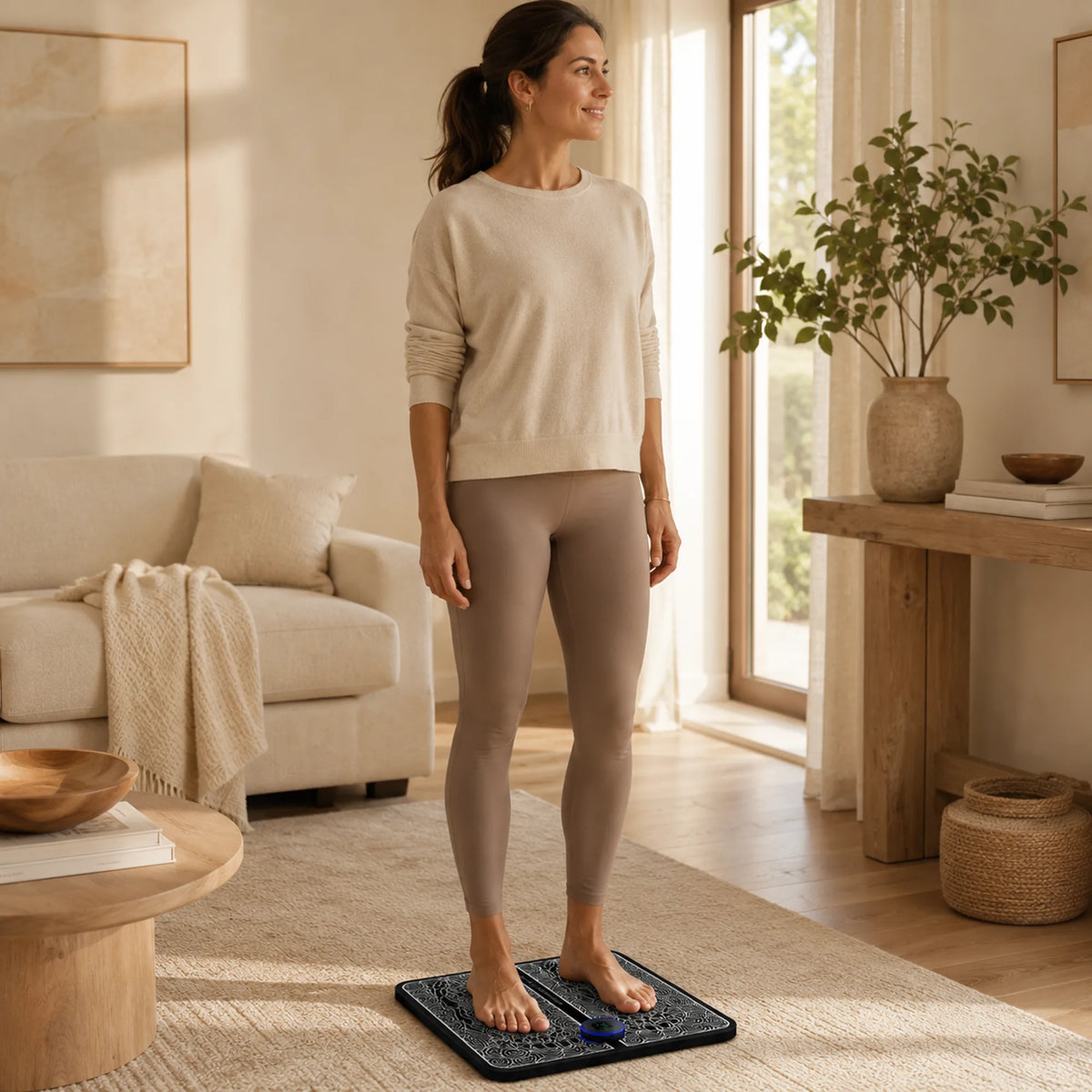 EMS Foot Massager Pad – 8 Modes, 19 Intensity Levels, Remote, Foldable