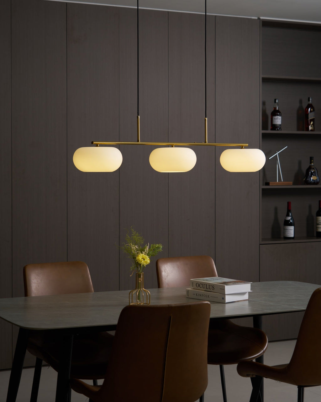 Sculptural 3-Light Adjustable Height Pendant Light