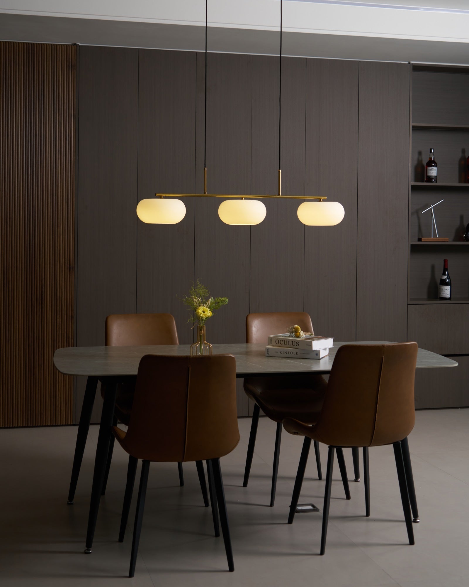 Sculptural 3-Light Adjustable Height Pendant Light