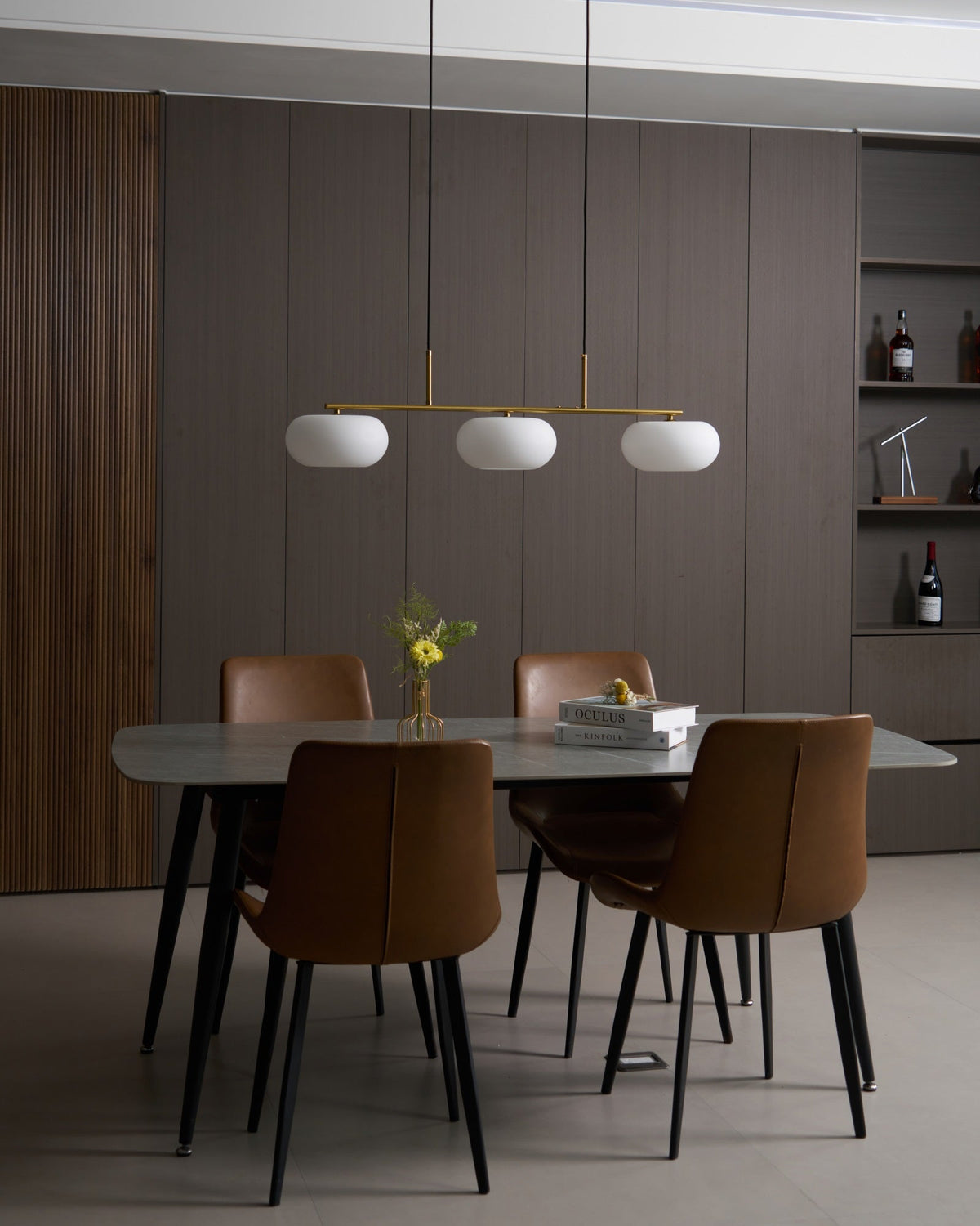 Sculptural 3-Light Adjustable Height Pendant Light