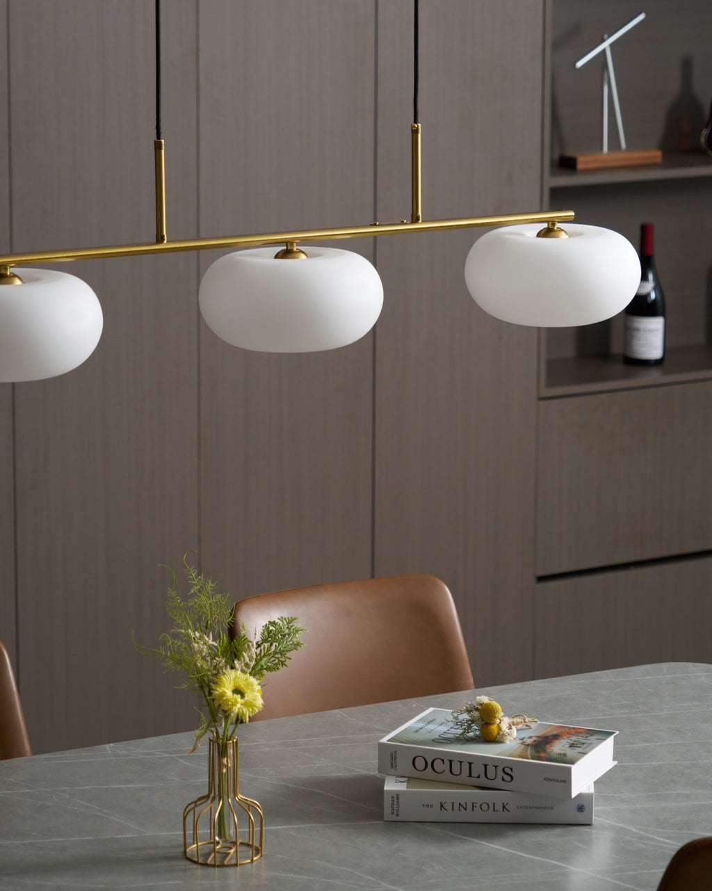 Sculptural 3-Light Adjustable Height Pendant Light