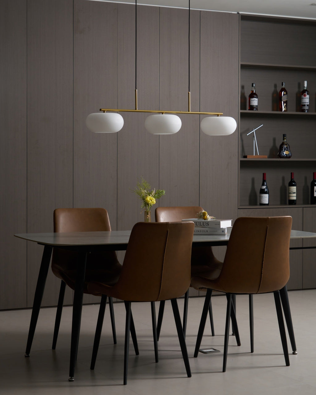 Sculptural 3-Light Adjustable Height Pendant Light