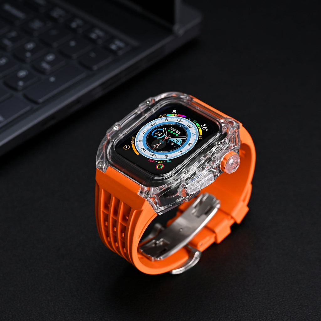RM V30 Glacier sorozat fluorkarbon gumi átlátszó tok gumiszalag mod készlet Apple Watch-hoz