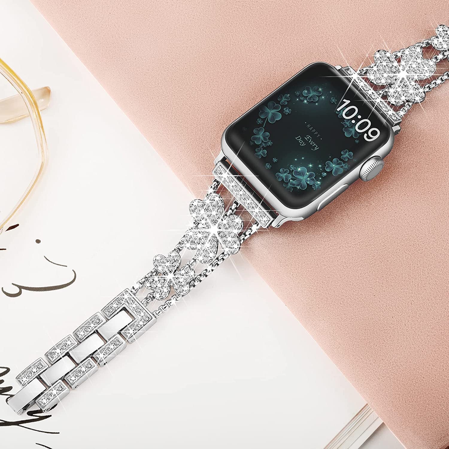 Náramek Flower Sparkling Diamond Link pro Apple Watch