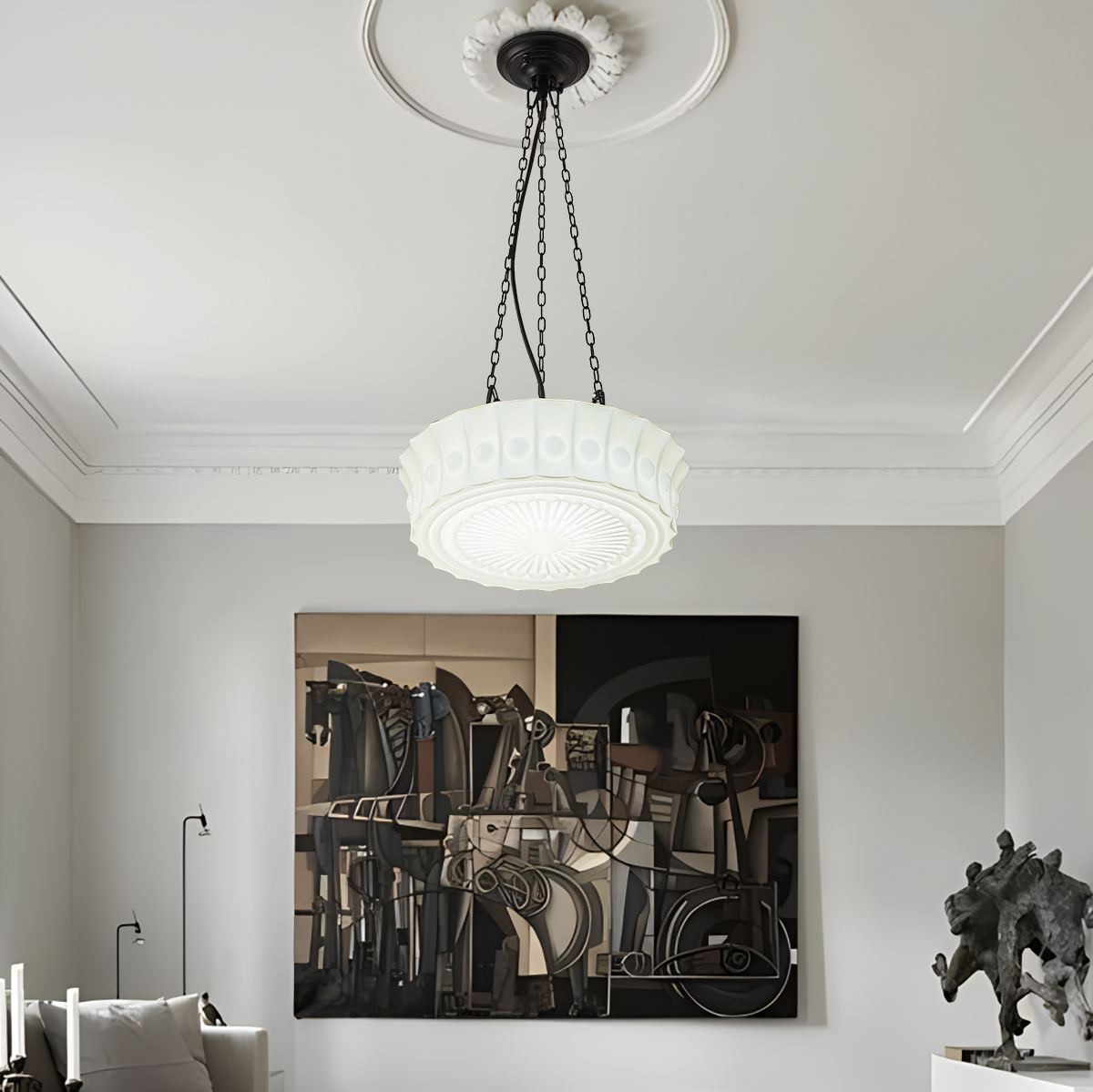 Hailie Antike Französische Kuppel-Hängeleuchte für Wohnzimmer - Orntli