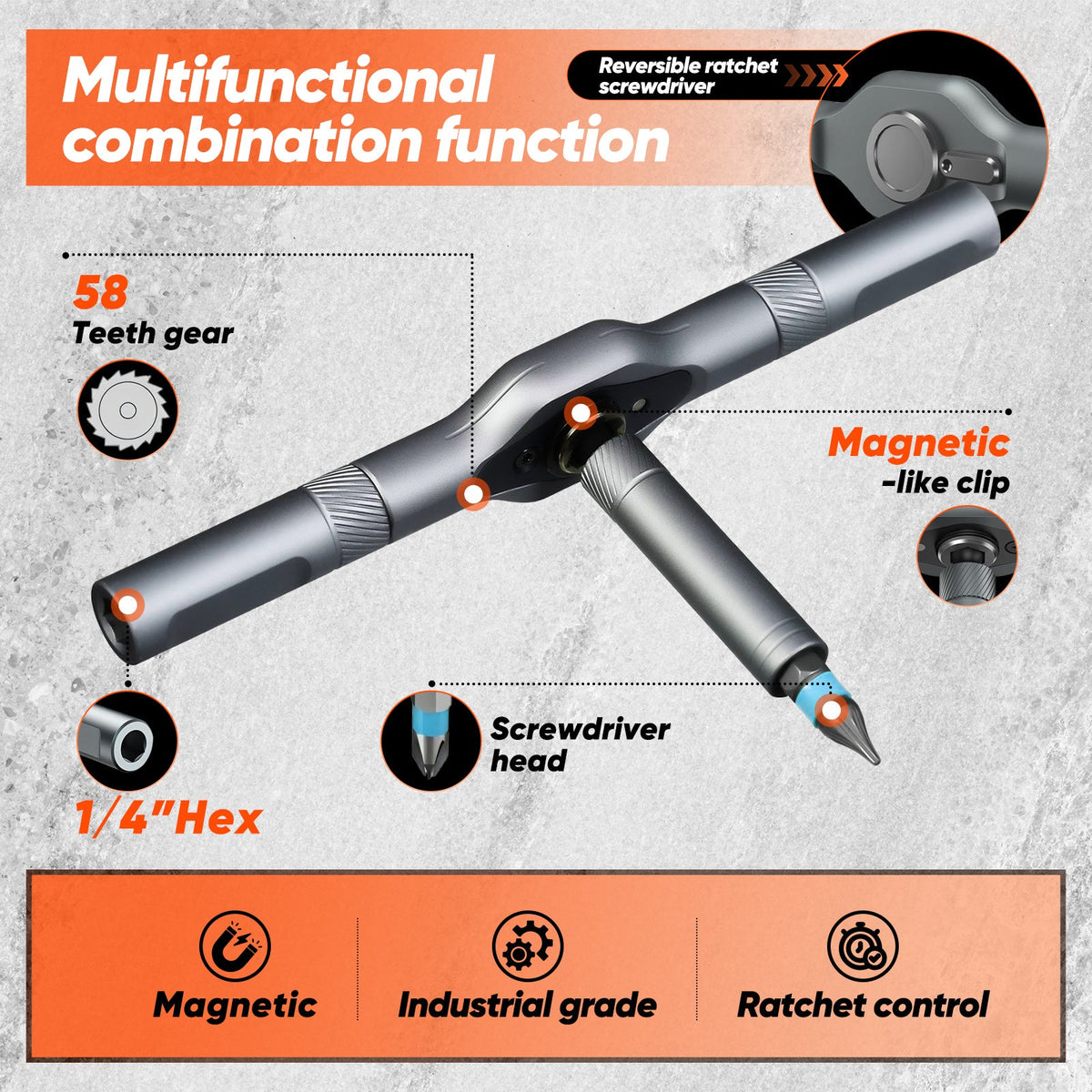 42-in-1 Magnetic Ratcheting Screwdriver Set – S2 Steel Bits, Compact Case