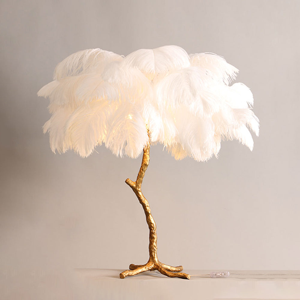 O'Moore Luxury Ostrich Feather Floor and Table Lamp - Nordic Warm Light