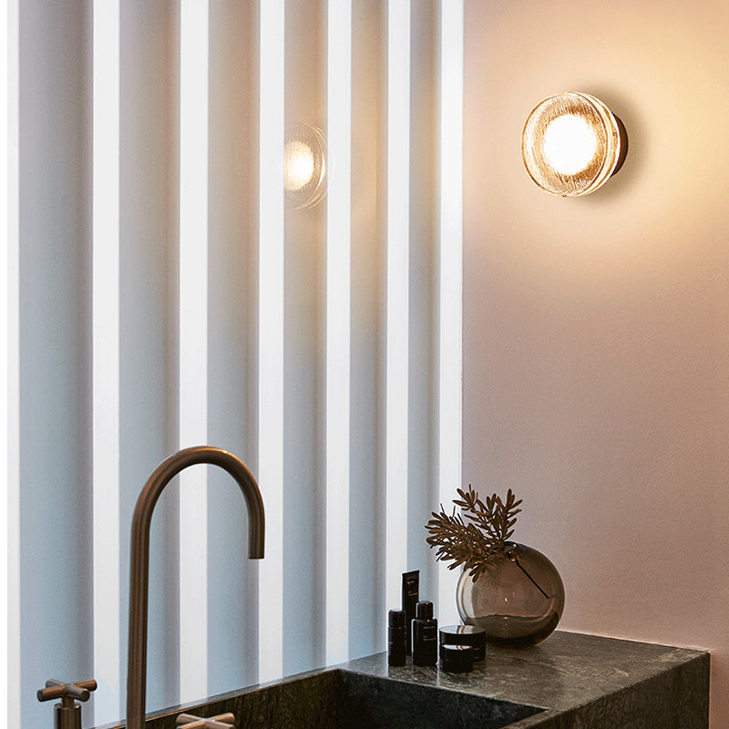 Ray Modern Mini Bubble Wall Lamp, Metal and Glass Build, Transparent IP65 Rated
