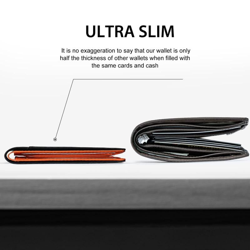 Cartera delgada AeroLuxe para hombre con protección RFID, tarjetero de cuero negro