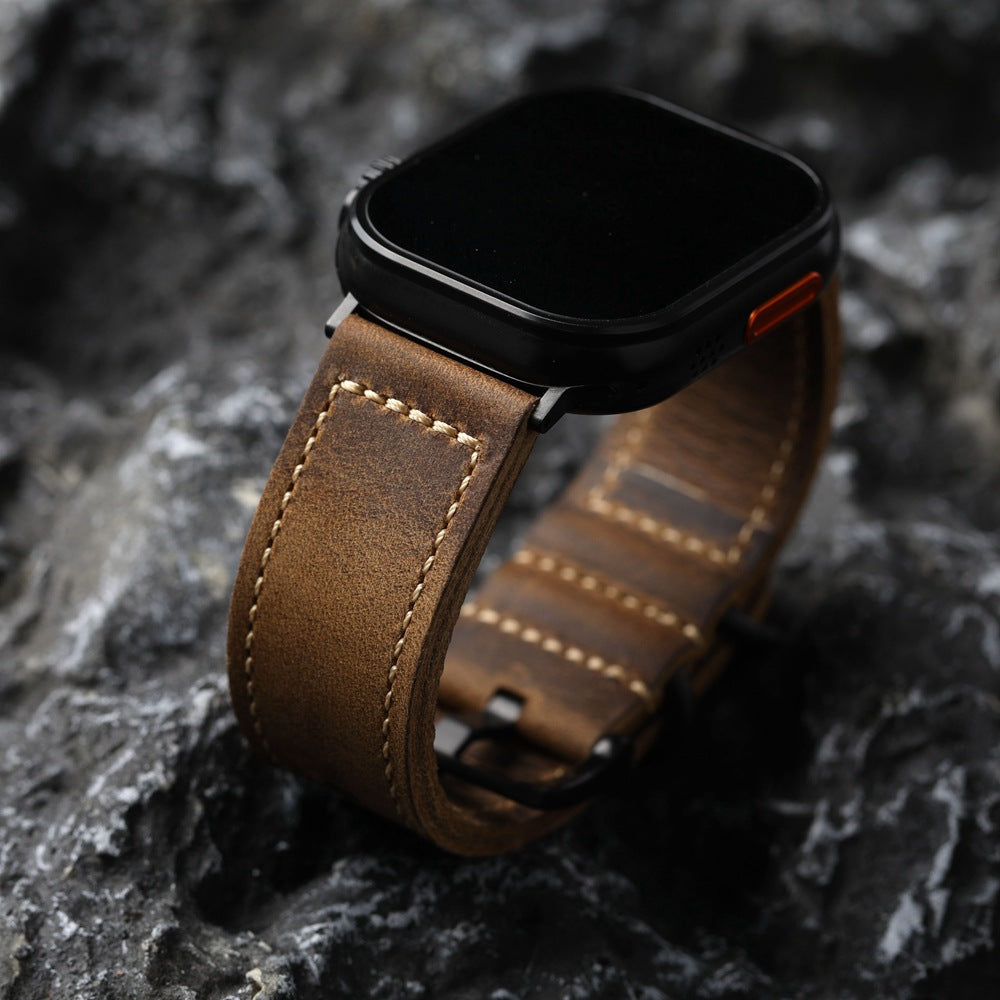 Correia de couro artesanal vintage para Apple Watch