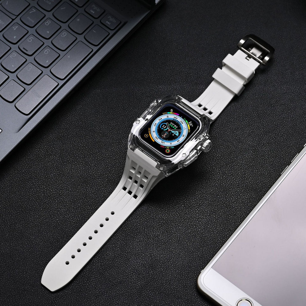 RM V30 Glacier sorozat fluorkarbon gumi átlátszó tok gumiszalag mod készlet Apple Watch-hoz