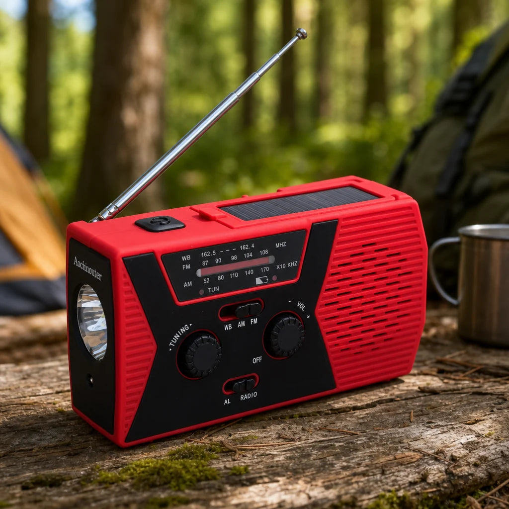 Solar Hand Crank Emergency Radio – 10,000mAh Power Bank, AM/FM, Flashlight, SOS