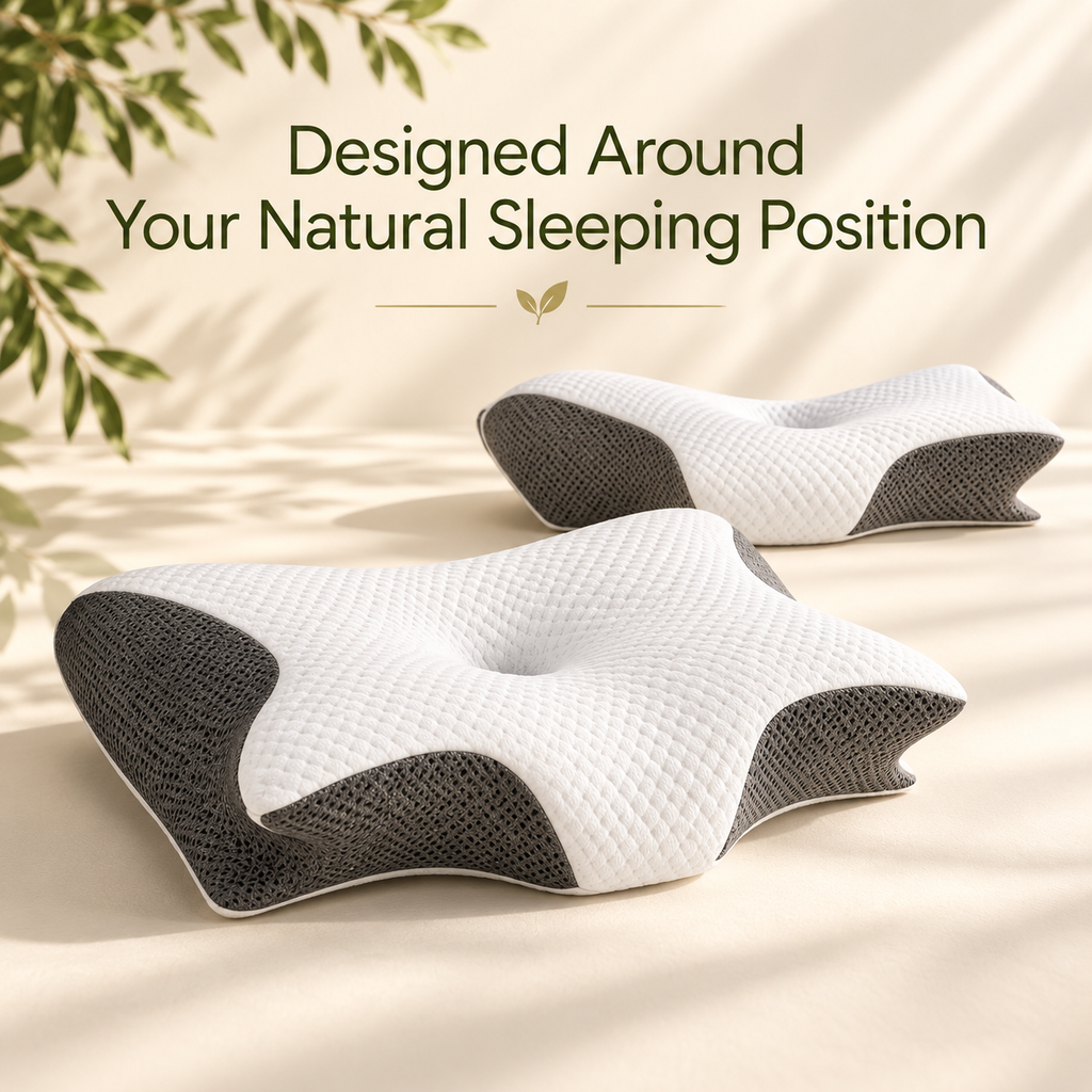 Almohada cervical contorneada – Soporte para el cuello de quienes duermen boca arriba o de lado