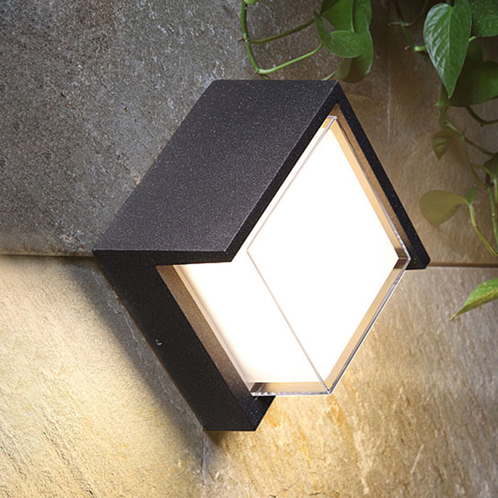 Ray Modern Round/Rectangular Metal/Acrylic Outdoor Wall Lamp, Black - Neutralighting
