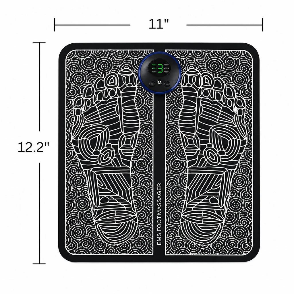 EMS Foot Massager Pad – 8 Modes, 19 Intensity Levels, Remote, Foldable