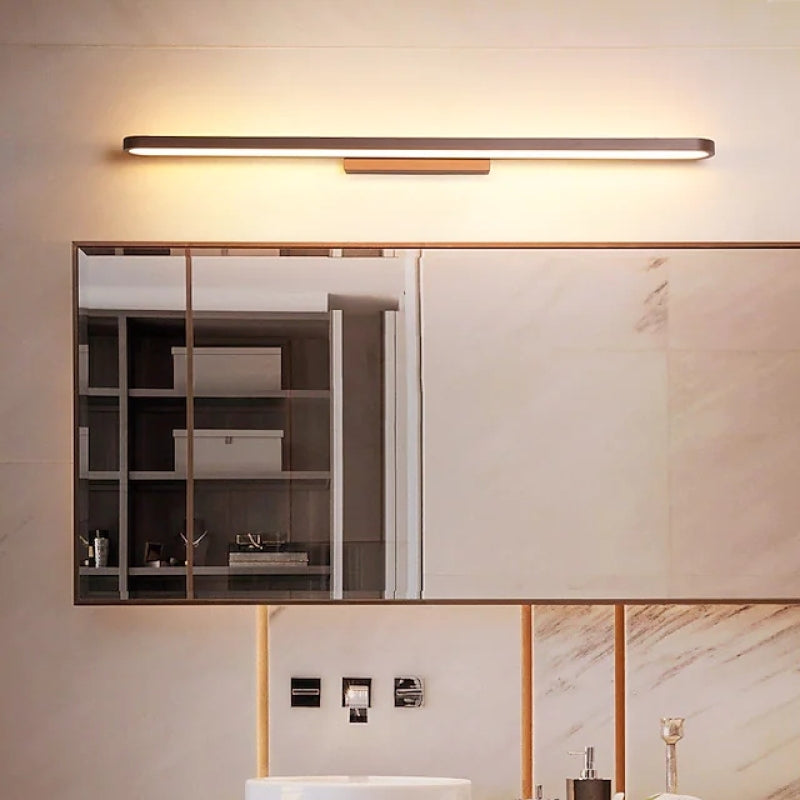 Applique murale moderne Luxa — façade incurvée en miroir, métal noir/café