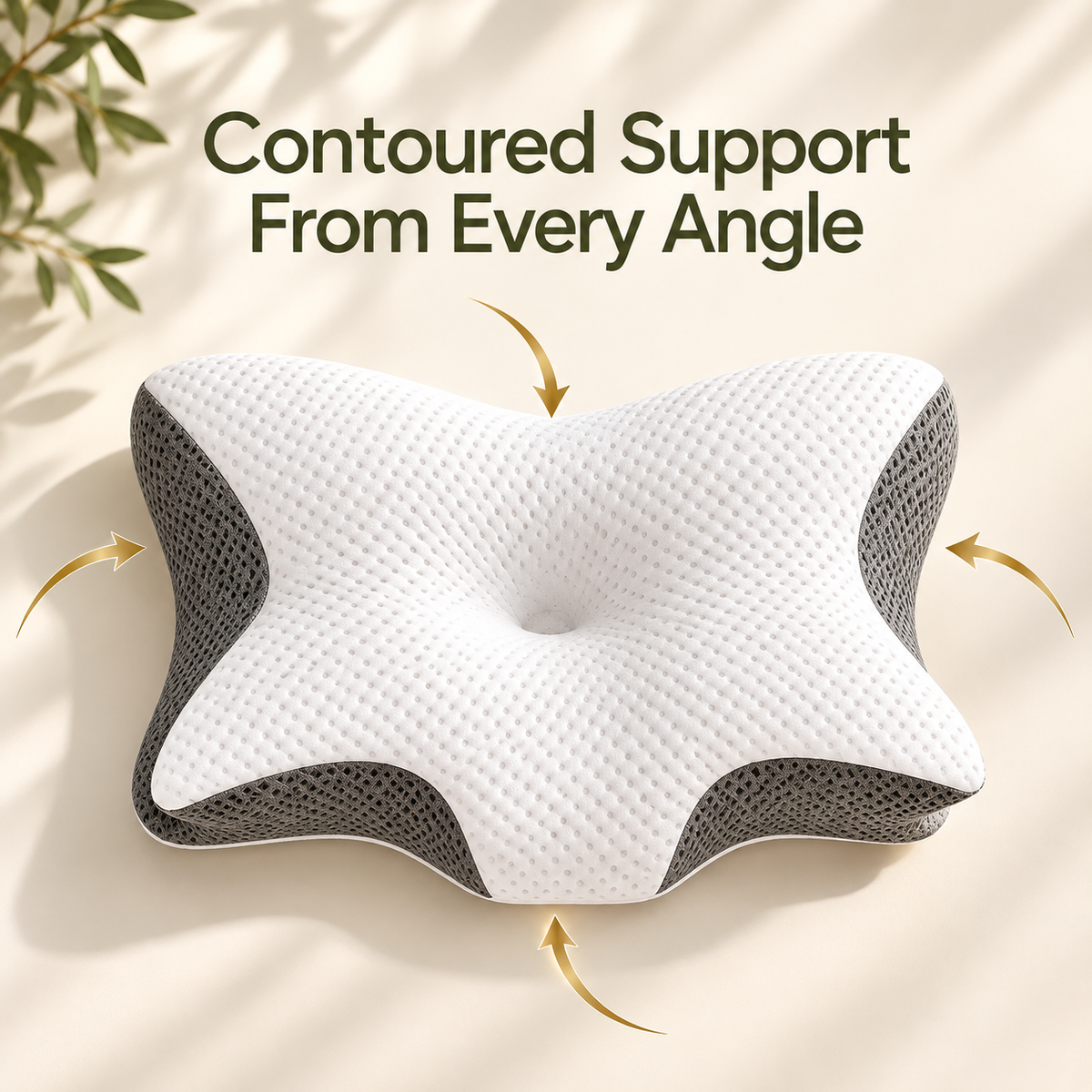 Almohada cervical contorneada – Soporte para el cuello de quienes duermen boca arriba o de lado