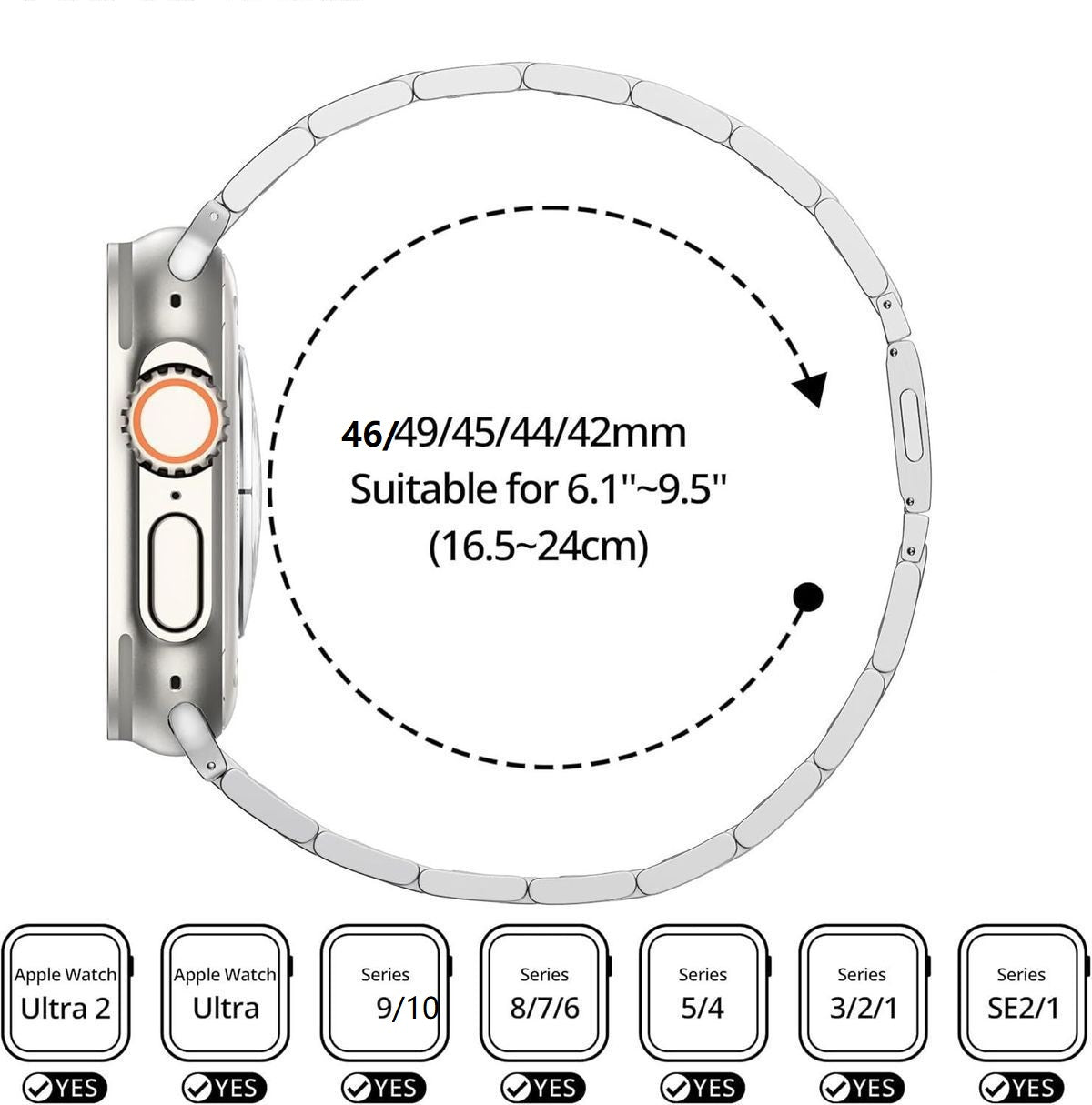 Apple Watch için Paslanmaz Çelik Bant