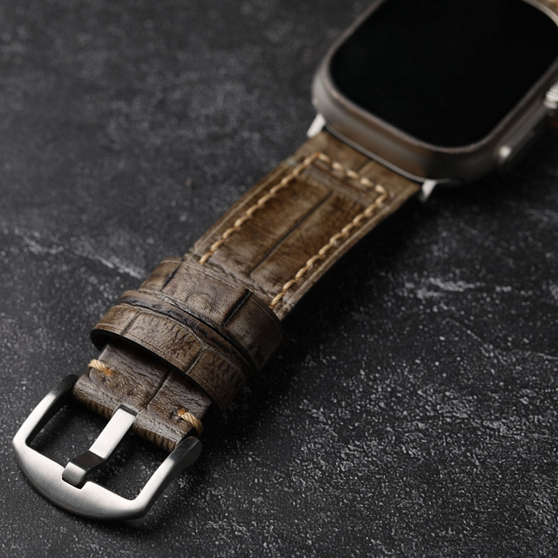 Håndlavet overfladelag i koskind læder Apple Watch rem