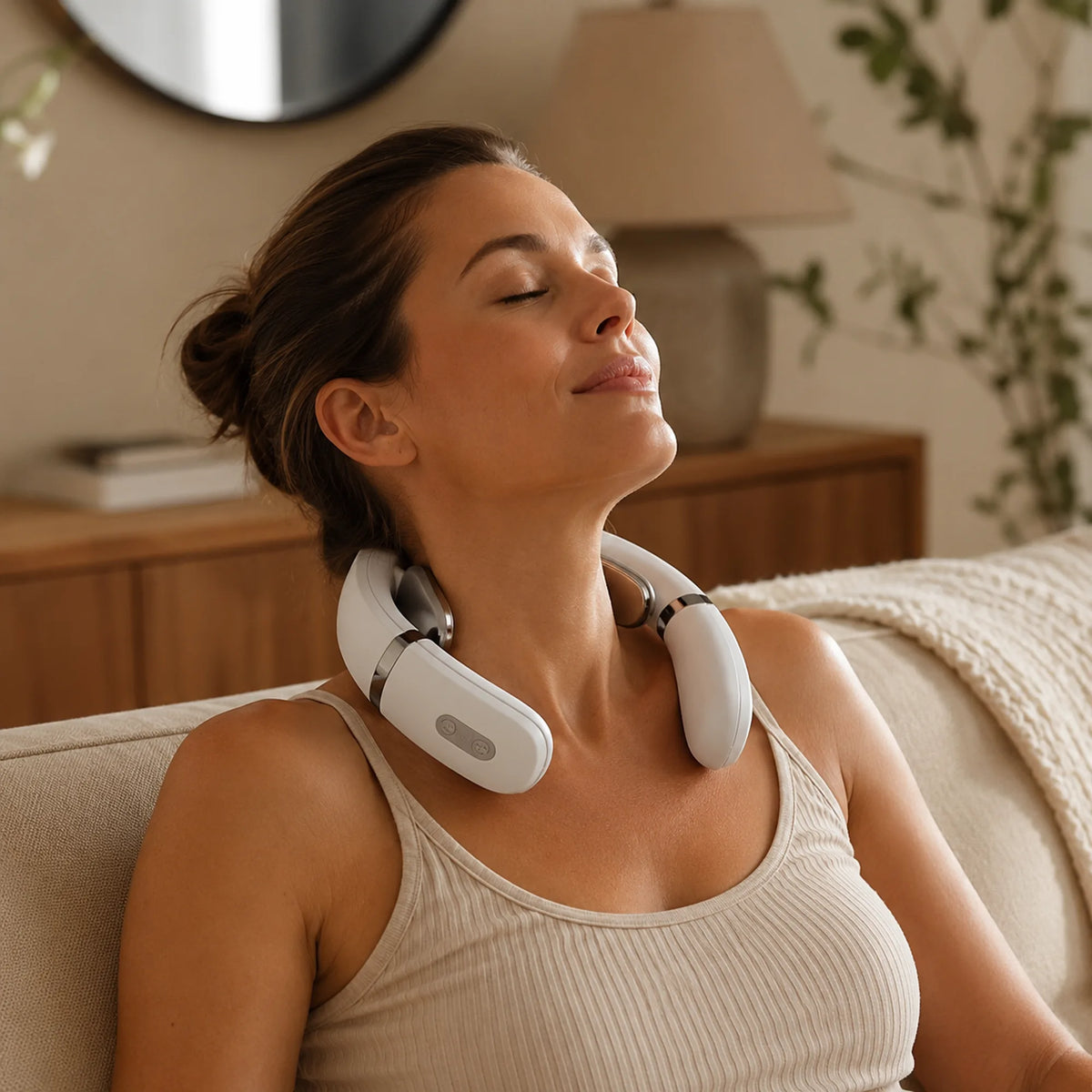 EMS Neck Massager – Hands-Free, 16 Intensity Levels, Rechargeable