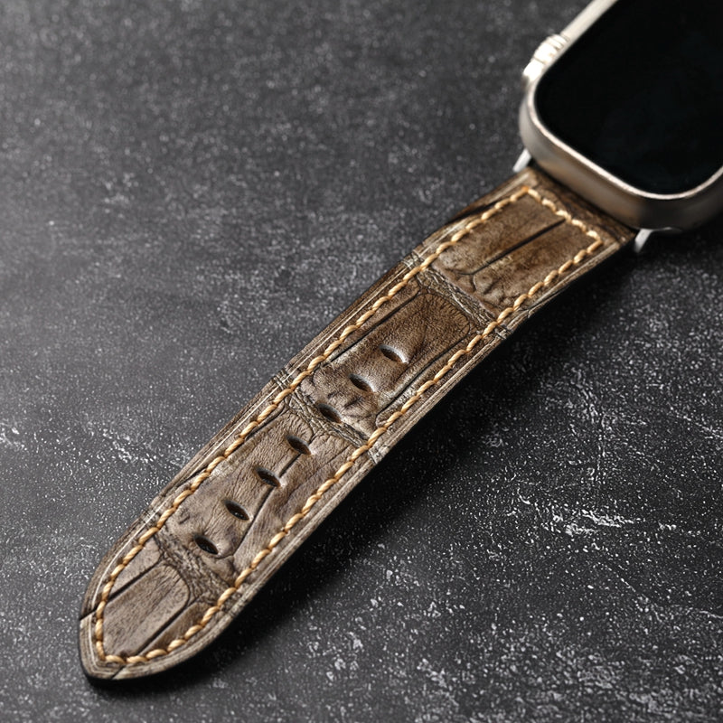 Håndlavet overfladelag i koskind læder Apple Watch rem