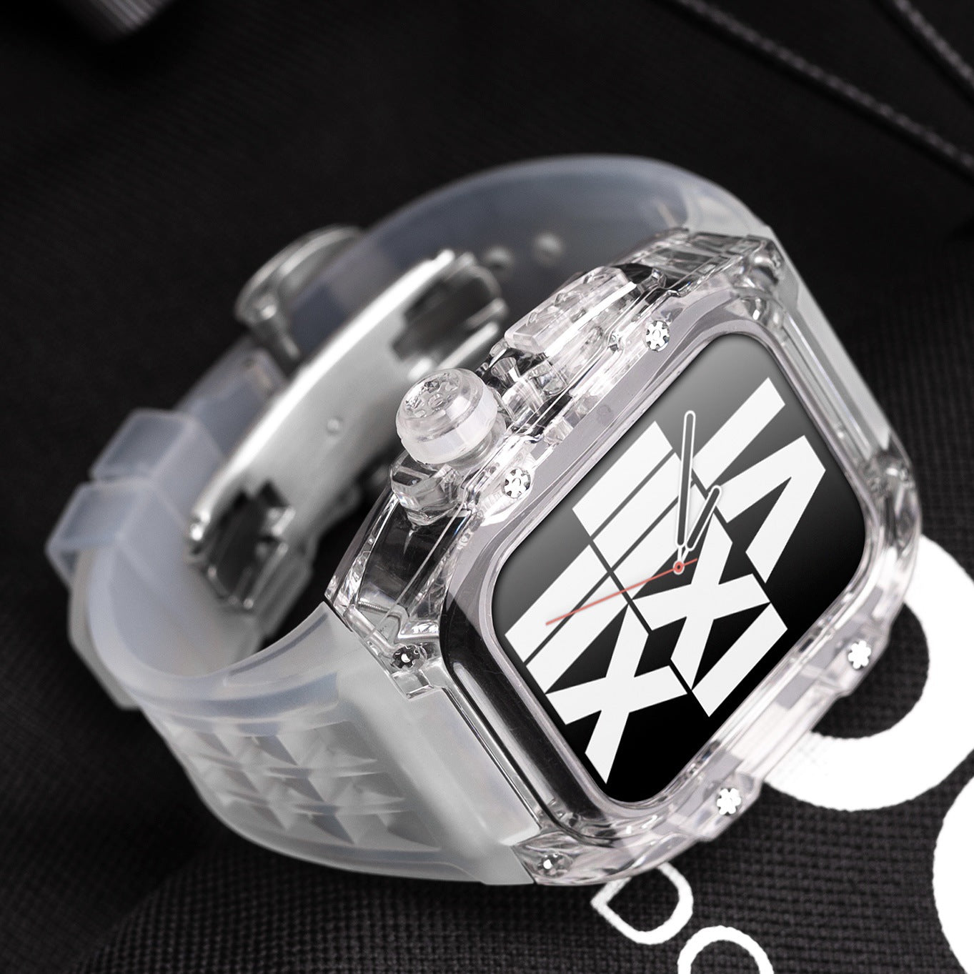 RM V30 Glacier sorozat fluorkarbon gumi átlátszó tok gumiszalag mod készlet Apple Watch-hoz